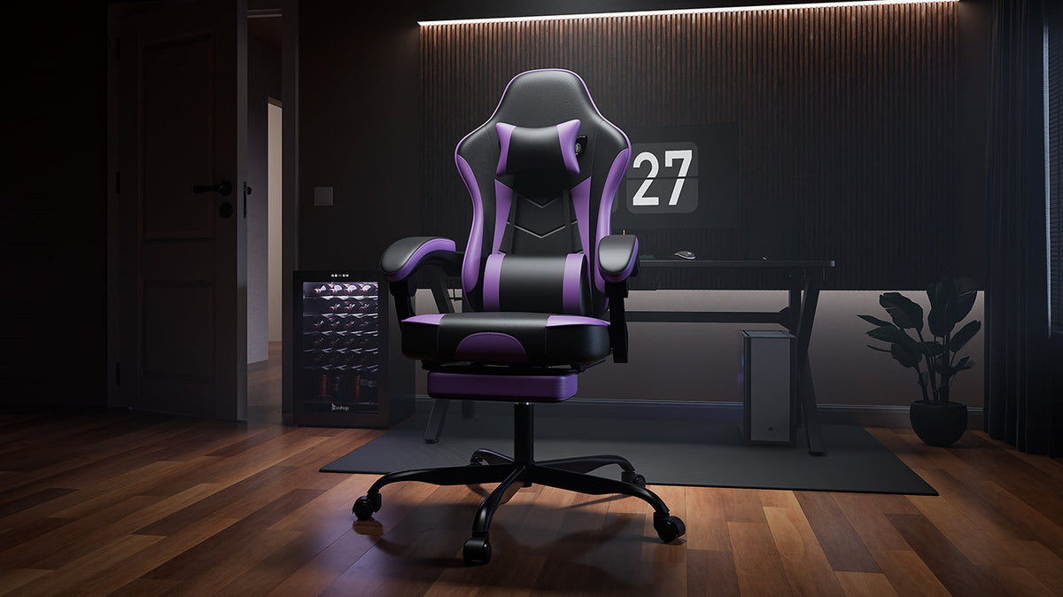 Gaming Chair with Footrest and Massage Lumbar Support, photo 2 of 10