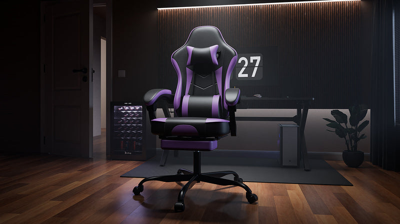 Gaming Chair with Footrest and Massage Lumbar Support, photo 2 of 10