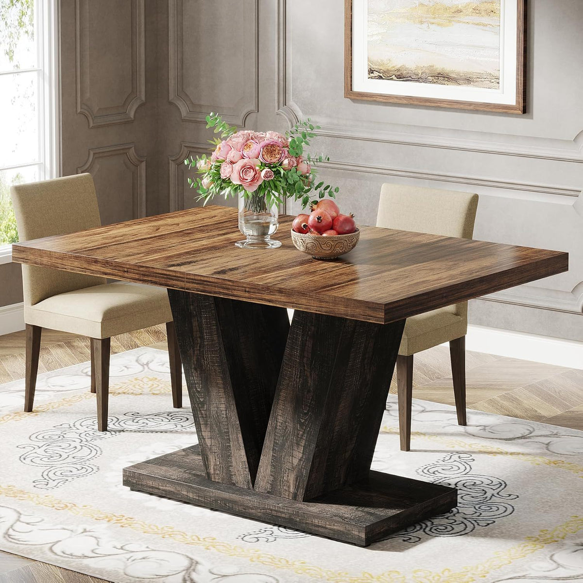 Dining Table With Pedestal Base For 4 - 6 People, photo 5 of 8