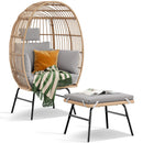 Outdoor Garden Wicker Egg Chair And Footstool Patio Chaise, With Cushions, Outdoor Indoor Basket Chair by HouseOfZazla