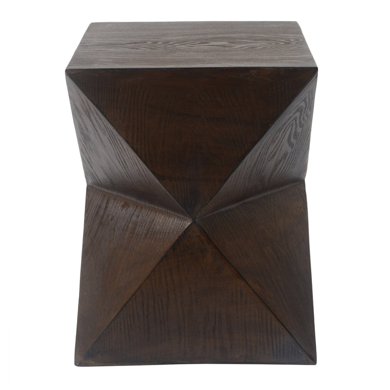 14.25' Natural Wood Grain Finish Prismatic Symmetry Concrete Outdoor Side Table with Symmetric Design – Weather-Resistant Accent for Patio, Garden, or Balcony