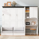 Multi Functional Murphy Bed With Sofa, Desk, And Storage Cabinet In, Full Size - White by HouseOfZazla