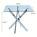 Dining Table With Cross Metal Leg And Tempered Glass, Modern Space Saving Kitchen Table For Living Room Legs, Square Table by HouseOfZazla