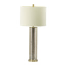 16x16x35 Gold Mirrored Glass Table Lamp with White Fabric Shade