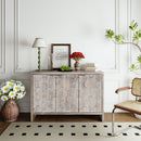 Accent Cabinet Farmhouse Style 3 Door Wooden Cabinet Sideboard Buffet Server Cabinet Storage Cabinet, For Living Room - Natural Wood Wash by Unique Piece Furniture
