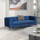 85.5" Velvet Upholstered Sofa with Sturdy Metal Legs, Modern Sofa Couch with Button Tufted Back, 3 Seater Sofa Couch for Living Room, Apartment, Home Office, Blue