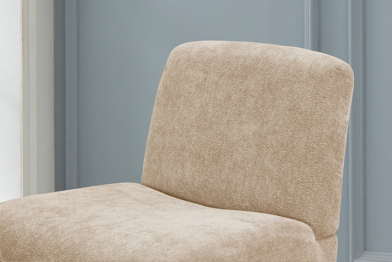 Walker Edison | Chenille Upholstered Armless Chair with Wood Legs