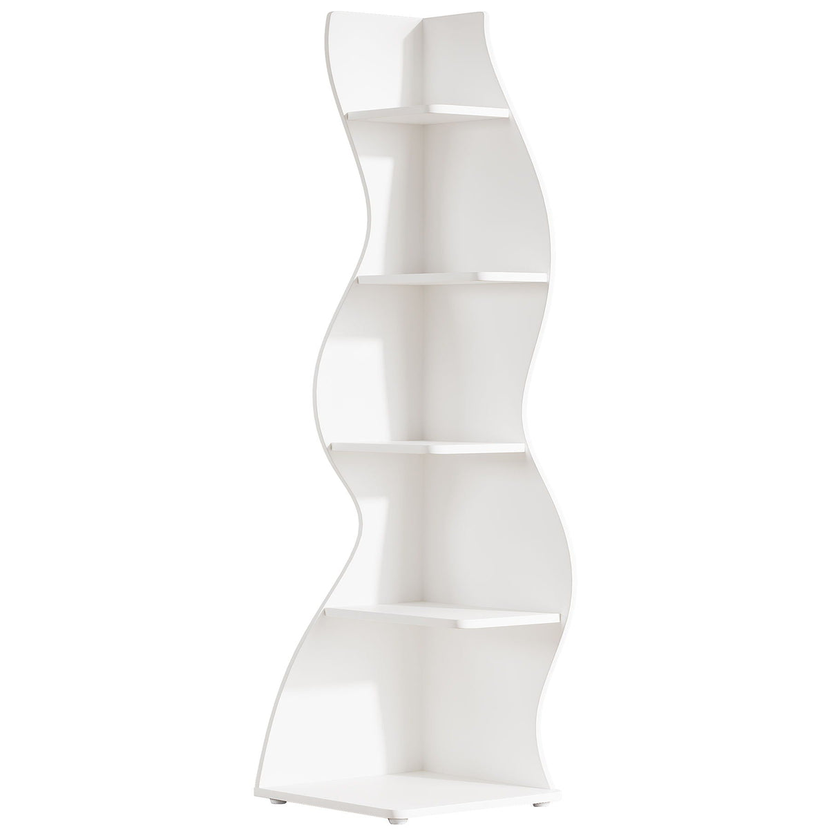 5 Tier Wavy Corner Bookshelf And Plant Stand For Living Room, photo 3 of 24