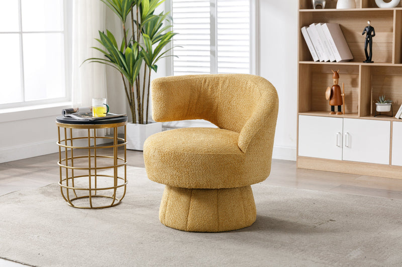 360 Degree Swivel Cuddle Barrel Accent Chairs, Round Armchairs with Wide Upholstered, Fluffy Fabric Chair for Living Room, Bedroom, Office, Waiting Rooms