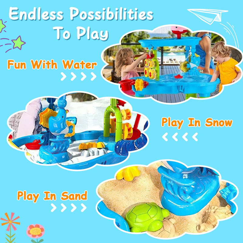 Kid Sand Water Table Toddler Water Activity Table Rain Showers Play Table Toy for 3-6 Years Old Sensory Exercise Friendship Building, photo 5 of 12