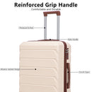 3-Piece ABS Spinner Wheel Luggage Set 20"/24"/28" Beige