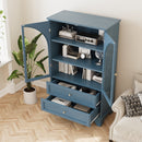 52.17"H Glass Door Display Case Storage Cabinet with 2 Drawers and Adjustable Shelf by HouseOfZazla