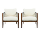 Outdoor Club Chairs (Set of 2), Acacia Wood Frame with Rope Back, Water-Repellent by HouseOfZazla