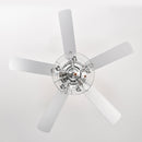 52 Inch Crystal Ceiling Fan, Modern Electrical Fan with 5 Wood Reversible Blades, 4 Bulbs Not Included,Noiseless Reversible AC Motor for Bedroom/Living Room/Study/Patio Home Decoration (Chrome)