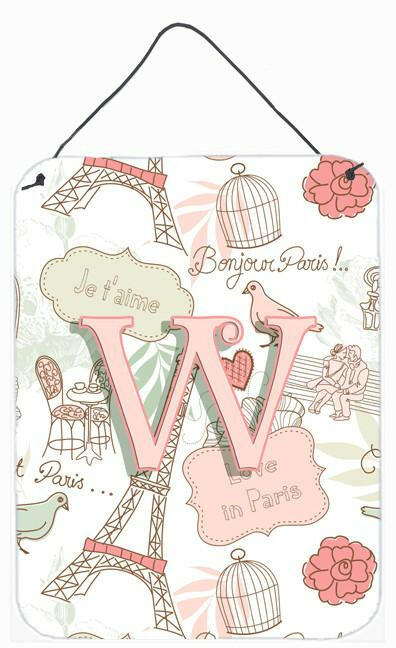 Letter W Love in Paris Pink Wall or Door Hanging Prints CJ2002-WDS1216