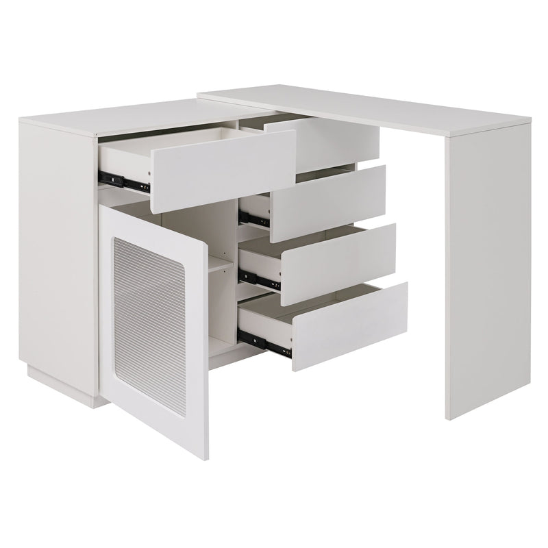 44"-85" Extendable Sofa Bar Table Cabinet Behind Couch Pub Table with LED