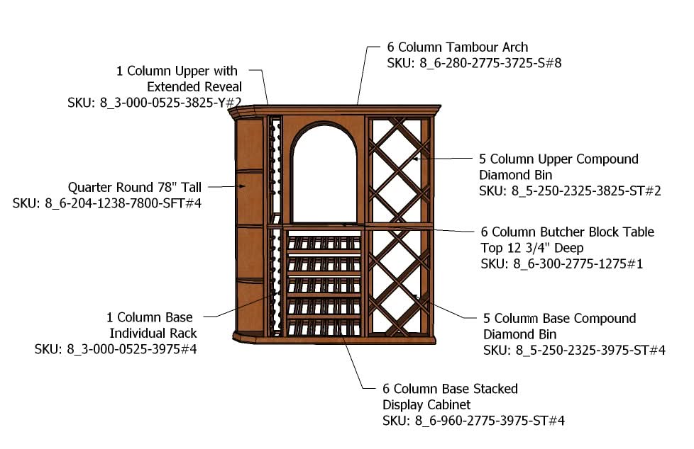 Luxury 6 Foot Wine Cellar Storage System - 210 Bottle Capacity, photo 5 of 6