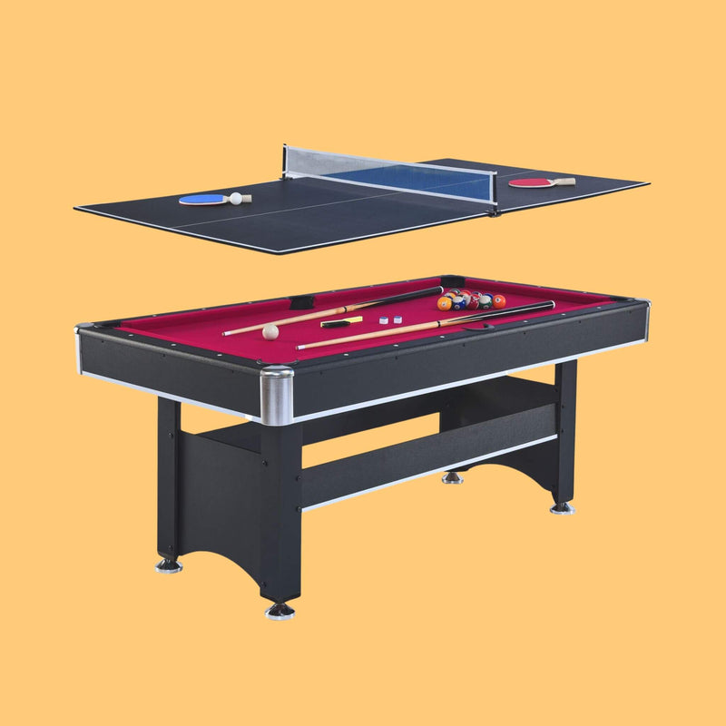 6FT Premium Wooden Multifunctional Pool Table With Table Tennis Top (SAK62741)