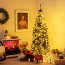 5/6/7/8/9 FT Pre-Lit Artificial Hinged Slim Pencil Christmas Tree by LJGDeals