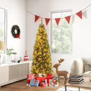 5/6/7/8/9 FT Pre-Lit Artificial Hinged Slim Pencil Christmas Tree by LJGDeals