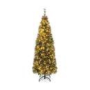 5/6/7/8/9 FT Pre-Lit Artificial Hinged Slim Pencil Christmas Tree by LJGDeals