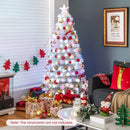 6/7 Feet Pre-Lit Fiber Optic White Snow-Flocked Artificial Christmas Tree by LJGDeals