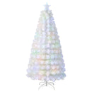 6/7 Feet Pre-Lit Fiber Optic White Snow-Flocked Artificial Christmas Tree