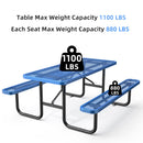 6 ft Metal Picnic Tables for Outdoors, Rectangle Coated Steel Patio Furniture Set