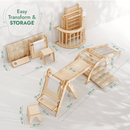 6in1 Montessori Climbing Set: Triangle Ladder + Arch/Rocker + Slide/Ramp + Net + Cushion + Art Addition by Goodevas