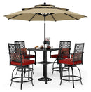 Alora 6-Piece Outdoor Patio Bar Set Dining Table With Umbrella & Swivel Bar Stools (SAK53218)