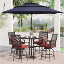 Alora 6-Piece Outdoor Patio Bar Set Dining Table With Umbrella & Swivel Bar Stools (SAK53218)