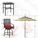 Alora 6-Piece Outdoor Patio Bar Set Dining Table With Umbrella & Swivel Bar Stools (SAK53218)