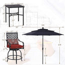 Alora 6-Piece Outdoor Patio Bar Set Dining Table With Umbrella & Swivel Bar Stools (SAK53218)