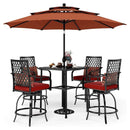 Alora 6-Piece Outdoor Patio Bar Set Dining Table With Umbrella & Swivel Bar Stools (SAK53218)