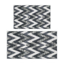 Chevron Design Non Skid Washable Kitchen Runner Rugs Set of 2| 44 x 24 and 31.5 x 20 Inches Floor Mats |Gray