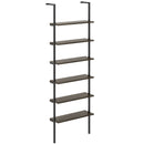 6-tier Ladder Shelf 72 Inches Industrial Wall Mounted Bookshelf-Rustic Brown by DirectDeals