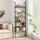 6-tier Ladder Shelf 72 Inches Industrial Wall Mounted Bookshelf by LJGDeals
