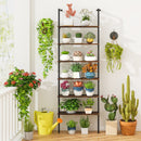 6-tier Ladder Shelf 72 Inches Industrial Wall Mounted Bookshelf-Rustic Brown
