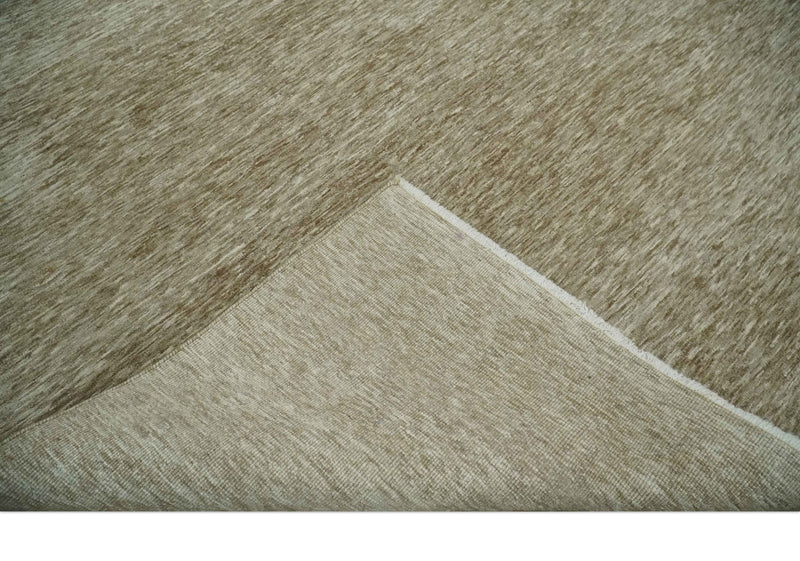 6x10 Hand Woven Natural Beige and Ivory Solid Wool area Rug | N352610