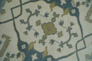 6x6 Square Hand Knotted Oriental Oushak Ivory, Blue and Beige Wool Area Rug | TRDCP153466SS