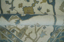 6x6 Square Hand Knotted Oriental Oushak Ivory, Blue and Beige Wool Area Rug | TRDCP153466SS