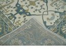 6x6 Square Hand Knotted Oriental Oushak Ivory, Blue and Beige Wool Area Rug | TRDCP153466SS