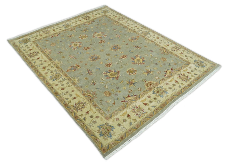 6x8 Fine Hand Knotted Silver and Ivory Traditional Vintage Persian Style Antique Wool Rug | AGR30