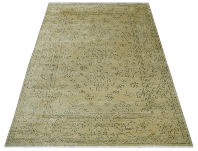 6x8 Hand Knotted Beige and Gray Turkish Design Traditional Wool Rug | N35468