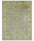 6x8 Hand Knotted Silver and Beige Antique Style Traditional Oushak Wool Rug