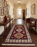 Hand Knotted Antique Kazak Tribal Red and Ivory Area Rug 6x8