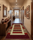 Maroon and Beige Striped Wool Hand Woven Area Rug 5x8 Southwestern Lori Gabbeh