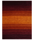 6x8 Ombre Brown and Rust Blended Stripes Pattern Wool Hand Woven Southwestern Gabbeh Rug