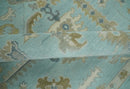 Blue Brown and Ivory Hand Knotted Oushak Wool Area Rug - Traditional Turkish Style by The Rug Decor