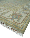 Antique Look Hand Knotted Medallion Olive and Ivory Vintage Style Wool Rug